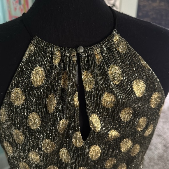 Sunday in Brooklyn, Long, gold black polkadot elastic waist cocktail dress M - Picture 4 of 7